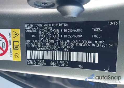 2017 Lexus Nx 200T z USA, uszkodzony, nr VIN JTJBARBZ9H2103565